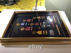 WW2 Army Air Corps Veteran Medal Display Case with Dog Tags