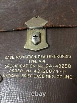 WW2 Army Air Force A-4 Pilot Leather Pouch Case, Navigation, Dead Reckoning