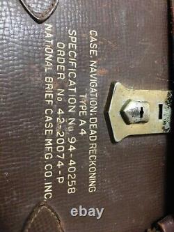 WW2 Army Air Force A-4 Pilot Leather Pouch Case, Navigation, Dead Reckoning