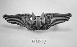 WW2 Army Military Air Force Air Gunner Wings Sterling Silver Lapel Pin 22 Grams