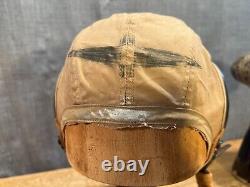 WW2 Flying Helmet Pilots Air Force Army Flight Headware Hand Drawn Logo