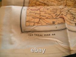 WW2 ORIGINAL ARMY AIR CORPS CLOTH MAP ZONES of FRANCE MARCH 1944 DATED & MINTY