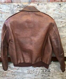 WW2 Sgt Military Type A-2 Army Air Force Flight Leather Jacket 1942 42-18777 HTF