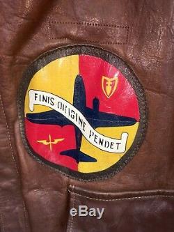 WW2 Sgt Military Type A-2 Army Air Force Flight Leather Jacket 1942 42-18777 HTF