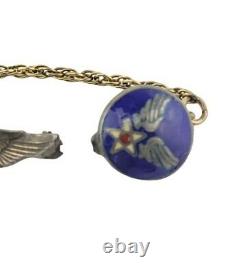 WW2 Sterling Army Air Corps Pilot's Pin with Army Air Force Pin & Gold Chain