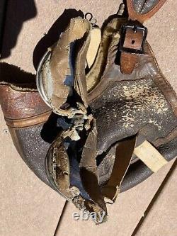 WW2 USAAC US Army Air Corps B-5 Shearling Flight Helmet Skull Cap with Goggles