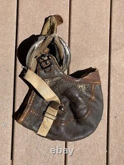 WW2 USAAC US Army Air Corps B-5 Shearling Flight Helmet Skull Cap with Goggles