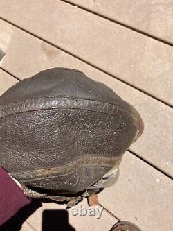 WW2 USAAC US Army Air Corps B-5 Shearling Flight Helmet Skull Cap with Goggles