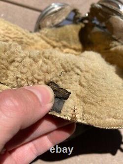 WW2 USAAC US Army Air Corps B-5 Shearling Flight Helmet Skull Cap with Goggles