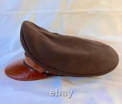 WW2 USAAF Army Air Corp Officers Chocolate OD Crusher Visor Hat Cap Sz 7-1/8