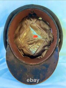WW2 USAAF Army Air Corp Officers Chocolate OD Crusher Visor Hat Cap Sz 7-1/8
