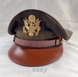 WW2 USAAF Army Air Corps Officers Pilots Crusher Peak Visor Hat Cap Sz 7-1/4