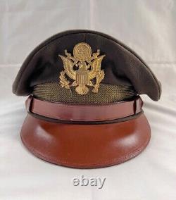 WW2 USAAF Army Air Corps Officers Pilots Crusher Peak Visor Hat Cap Sz 7-1/4