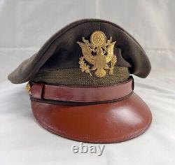 WW2 USAAF Army Air Corps Officers Pilots Crusher Peak Visor Hat Cap Sz 7-1/4
