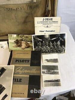 WW2 USAAF Army Air Corps Pilots B-4 Uniform Bag, Picture Lot With Manuals