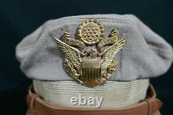 WW2 USAAF Army Air Force Officers Visor Hat Crusher Bancroft Flighter Khaki VG