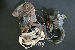 WW2 USAAF Army Air Forces A-11 Leather Flight Helmet, Oxygen, Goggles, & Comm
