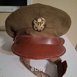 WW2 USAAF Crusher Cap Army Air Corps Officer Pilot Visor Hat- Original