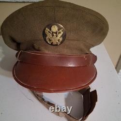 WW2 USAAF Crusher Cap Army Air Corps Officer Pilot Visor Hat- Original