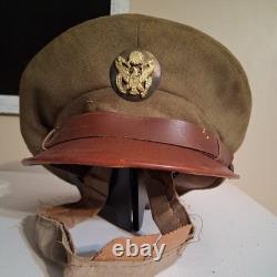 WW2 USAAF Crusher Cap Army Air Corps Officer Pilot Visor Hat- Original