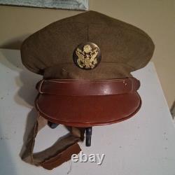 WW2 USAAF Crusher Cap Army Air Corps Officer Pilot Visor Hat- Original