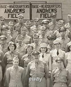 WW2 US ARMY AIR FORCES ANDREWS AIR FORCE BASE GROUP PHOTO with Air WACs APR'45