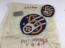 WW2 US Army 5th Air Force Philippines 1945 Scarf with Aussie Patch & Dog Tag