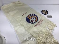 WW2 US Army 5th Air Force Philippines 1945 Scarf with Aussie Patch & Dog Tag