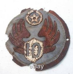 WW2 US Army AAF 10th Air Force LEATHER Patch for Bomber Fighter Jacket CBI