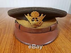 WW2 US Army Air Corp Officer Visor Crusher Hat Dobbs 5th Ave Nice Condition WWII