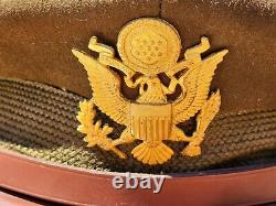 WW2 US Army Air Corp USAAF Officers Crusher Service Visor Hat Cap Vintage