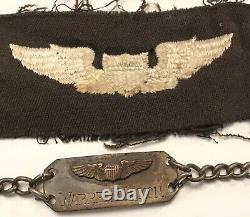WW2 US Army Air Corp lot Warren Maxon Sterling ID bracelet pinback watch patch