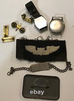 WW2 US Army Air Corp lot Warren Maxon Sterling ID bracelet pinback watch patch