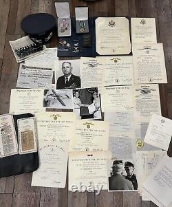 WW2 US Army Air Corps Lot Pilot Col. Wolfendon Photos Ephemera Pin Hat Medals