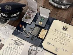 WW2 US Army Air Corps Lot Pilot Col. Wolfendon Photos Ephemera Pin Hat Medals