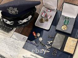 WW2 US Army Air Corps Lot Pilot Col. Wolfendon Photos Ephemera Pin Hat Medals
