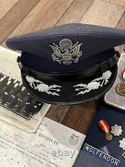 WW2 US Army Air Corps Lot Pilot Col. Wolfendon Photos Ephemera Pin Hat Medals