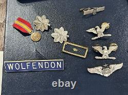 WW2 US Army Air Corps Lot Pilot Col. Wolfendon Photos Ephemera Pin Hat Medals