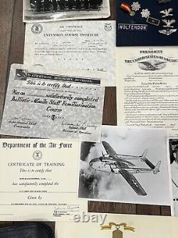 WW2 US Army Air Corps Lot Pilot Col. Wolfendon Photos Ephemera Pin Hat Medals