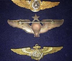 WW2 US Army Air Corps Senior BALLOON Pilot Wings, 3-3/16 Sterling Pin Back