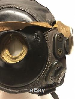 WW2 US Army Air Corps USAAF A-11 Leather Flight Helmet Large With Goggles