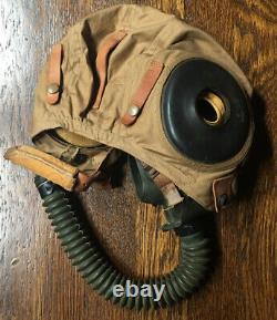 WW2 US Army Air Force AAF AN-H-15 Canvas Flight Helmet with oxygen mask large