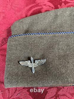 WW2 US Army Air Force AAF Officer Garrison Caps Sterling Silver Wing Pin Hat 7