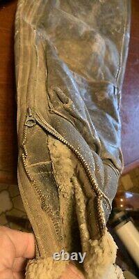 WW2 US Army Air Force Aero Leather 40R Flight Pants Trousers Sheepskin Shearling