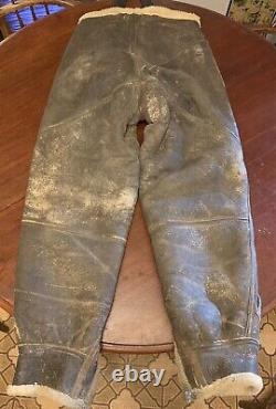 WW2 US Army Air Force Aero Leather 40R Flight Pants Trousers Sheepskin Shearling