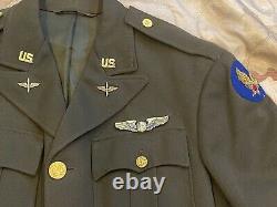 WW2 US Army Air Force Dress Jacket Bullion AAF HQ Patch, Pilot Wings Named