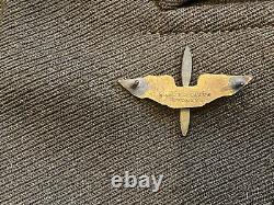 WW2 US Army Air Force Dress Jacket Bullion AAF HQ Patch, Pilot Wings Named