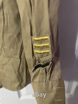 WW2 US Army Air Force Khaki Officers Uniform Shirt, Pants, Belt, Tie(SFC Chevrons)