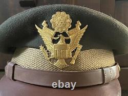 WW2 US Army Air Force Officer Visor Hat Cap w Badge Crusher Cap Air Corps