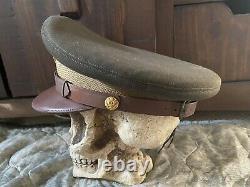 WW2 US Army Air Force Officer Visor Hat Cap w Badge Crusher Cap Air Corps